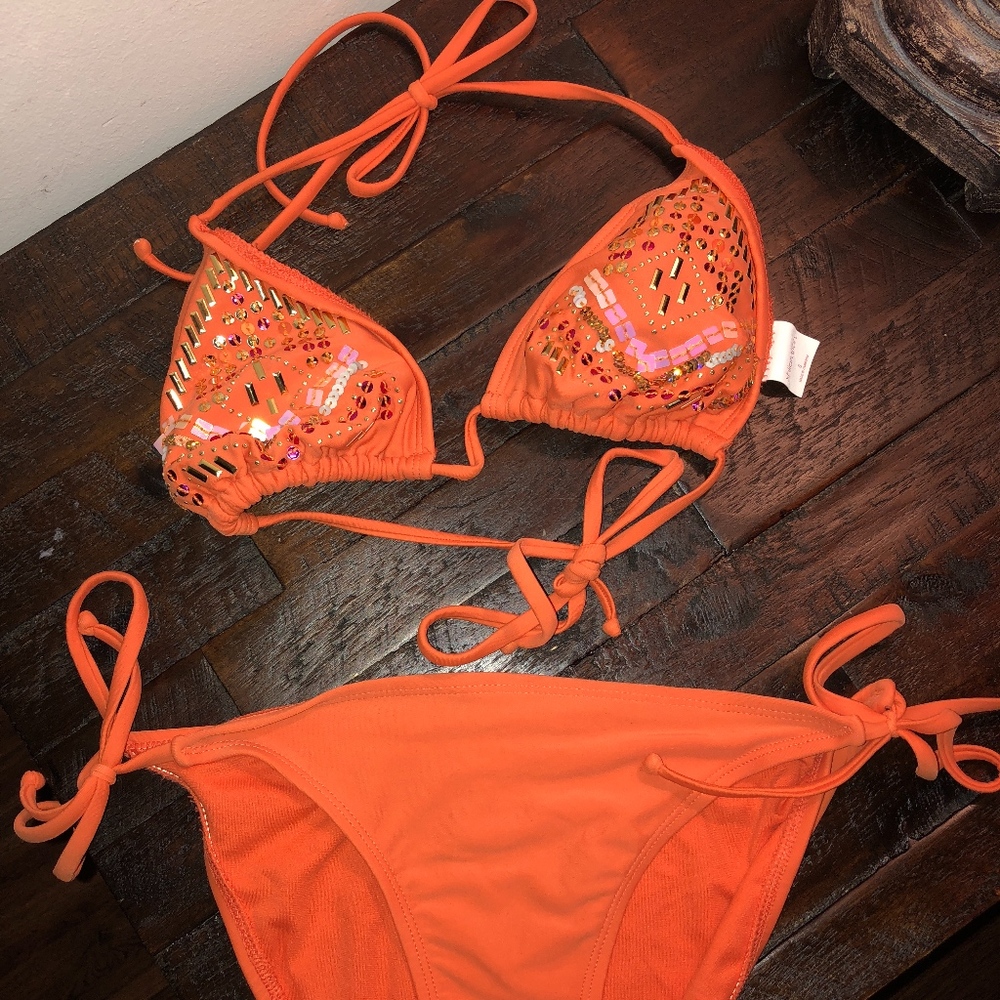 SPRING BREAK Embellished String Bikini Set